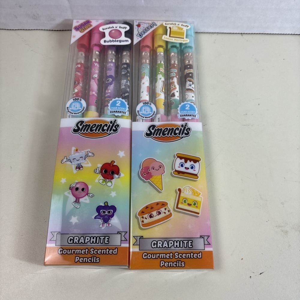 Scentco Smencils Scented Pencils Sugar Stars Dessert HB #2 Graphite‎ 2-Pack of 4